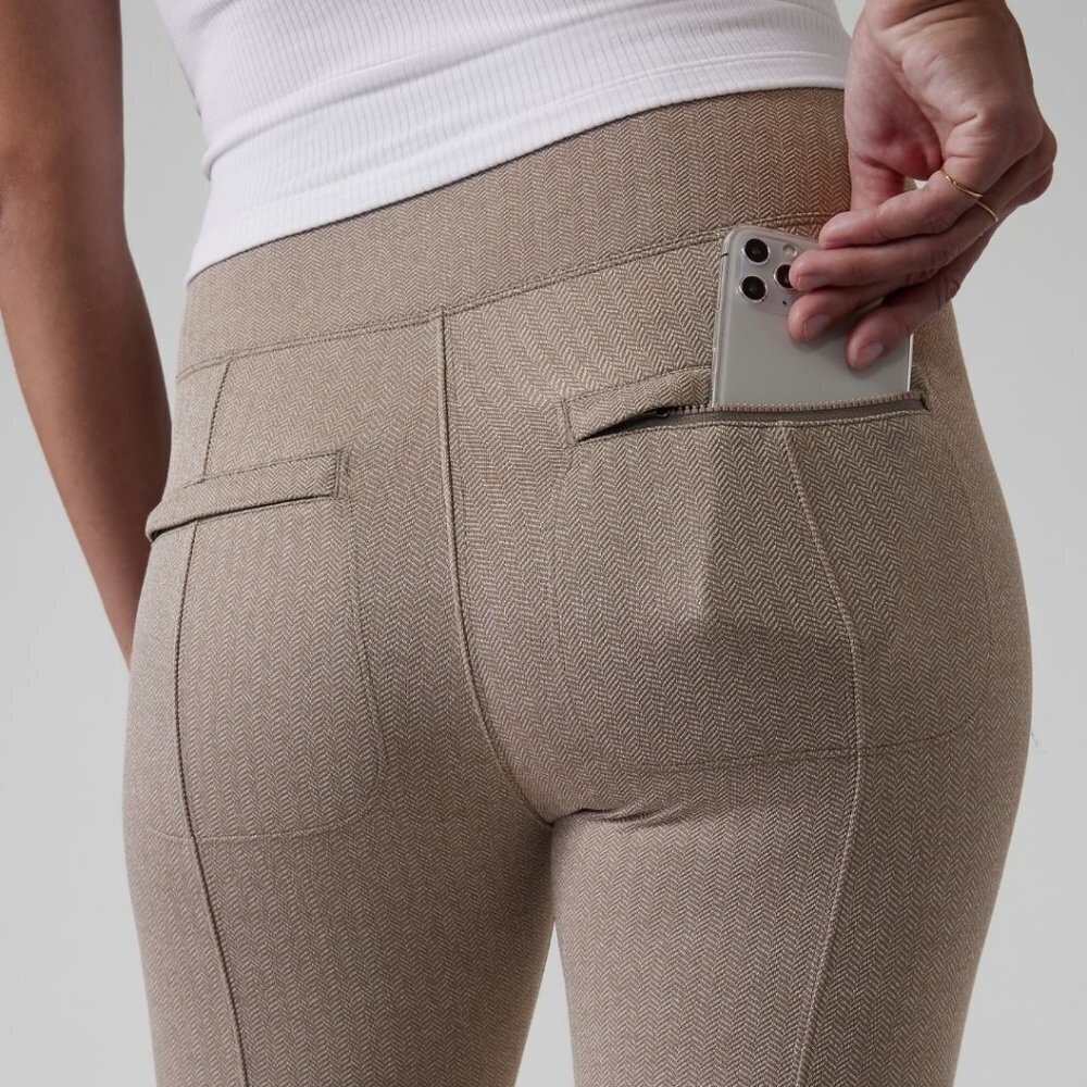 Athleta Delancey Herringbone Stripe Leggings S‎ Bluff Grey
